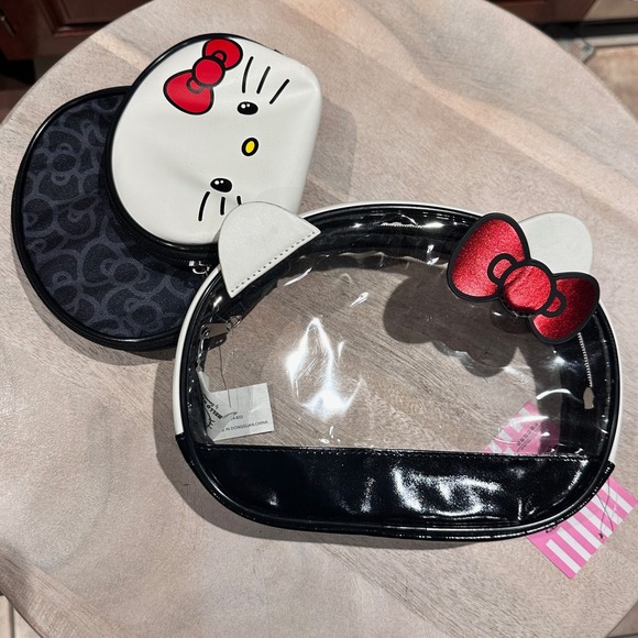 Sanrio Handbags - Sanrio Hello Kitty 3 Piece Travel Cosmetic Bag Set Clear Black White C6C301TJ